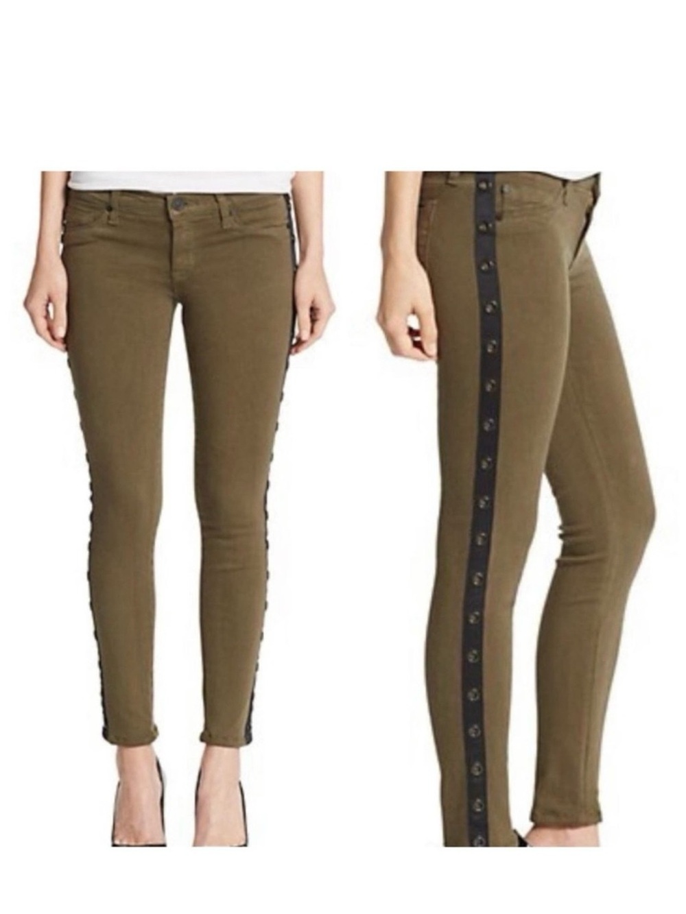 Hudson Luna crop skinny green grommet stretch pants